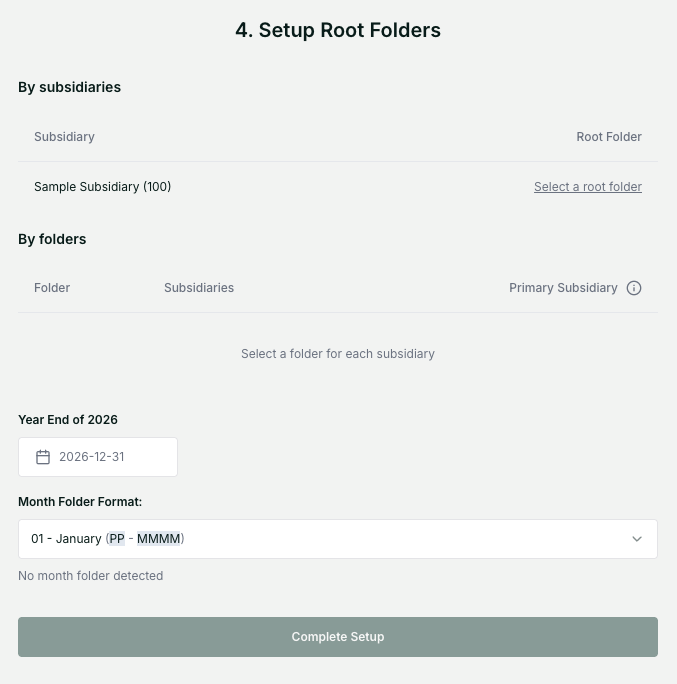 Root folder setup prompt in CloseCore