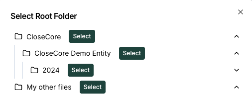 Box folder selection dialog