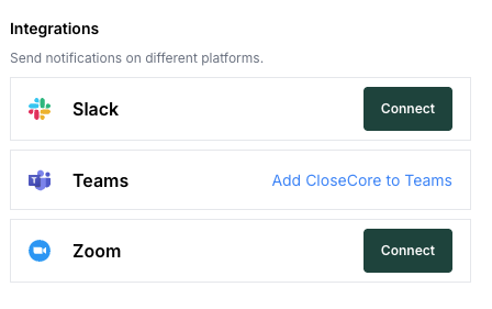 Connect Slack from the Notifications page