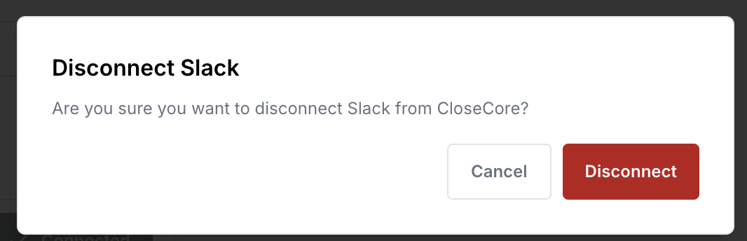 Confirm Slack disconnect