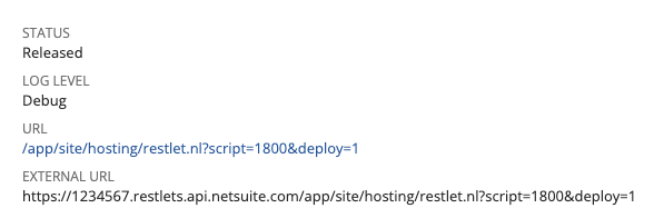 Script Deployment page showing the External URL